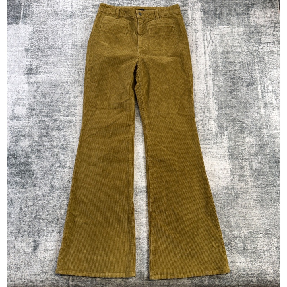 J Crew Pants Womens 27 Vintage Flare Corduroy Trouser Olive Khaki Stretch NEW